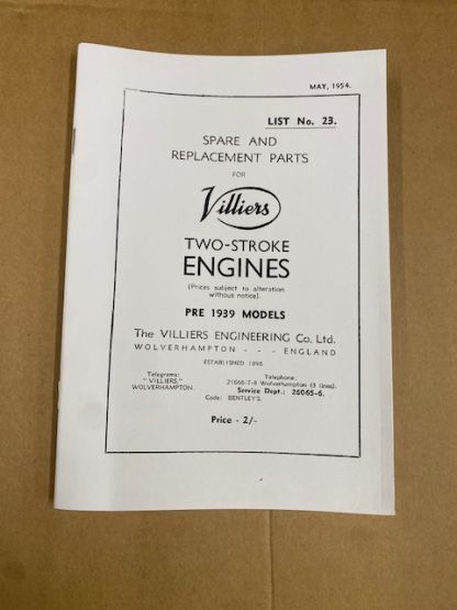 Spare parts / operating instruction book for pre 1939 models